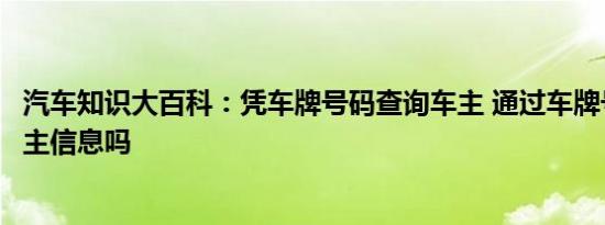 汽车知识大百科：凭车牌号码查询车主 通过车牌号能查到车主信息吗