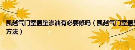 凯越气门室盖垫渗油有必要修吗（凯越气门室盖垫渗油解决方法）