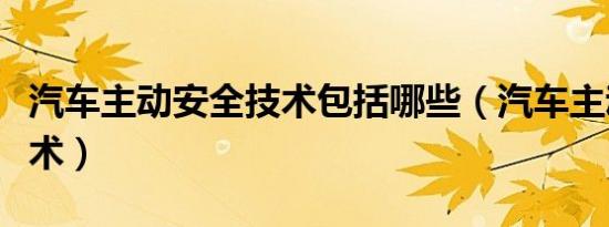 汽车主动安全技术包括哪些（汽车主动安全技术）