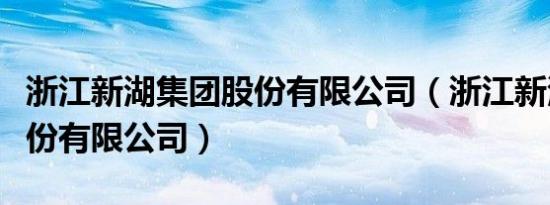 浙江新湖集团股份有限公司（浙江新湖集团股份有限公司）