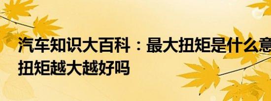 汽车知识大百科：最大扭矩是什么意思 汽车扭矩越大越好吗