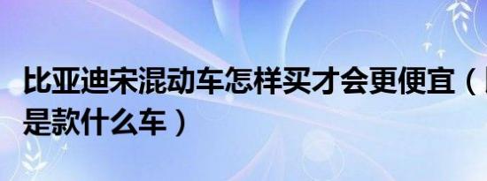 比亚迪宋混动车怎样买才会更便宜（比亚迪宋是款什么车）