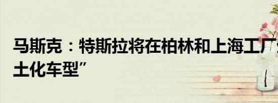 马斯克：特斯拉将在柏林和上海工厂生产“本土化车型”