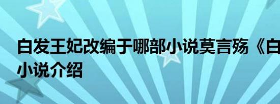 白发王妃改编于哪部小说莫言殇《白发王妃》小说介绍