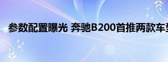 参数配置曝光 奔驰B200首推两款车型(图)