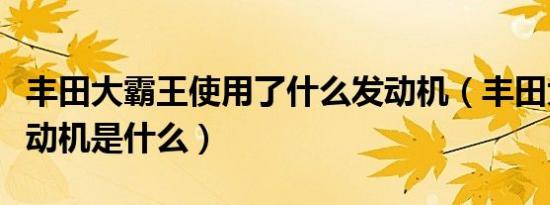 丰田大霸王使用了什么发动机（丰田大霸王发动机是什么）