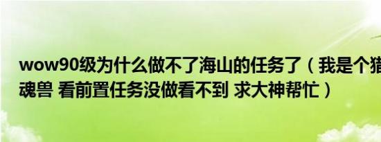 wow90级为什么做不了海山的任务了（我是个猎人 想抓灵魂兽 看前置任务没做看不到 求大神帮忙）