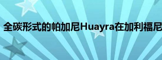 全碳形式的帕加尼Huayra在加利福尼亚发售