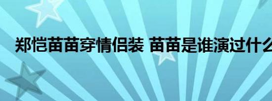 郑恺苗苗穿情侣装 苗苗是谁演过什么电视