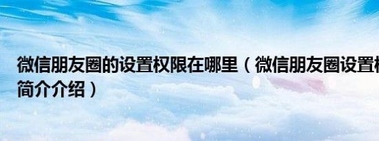 微信朋友圈的设置权限在哪里（微信朋友圈设置权限在哪里简介介绍）