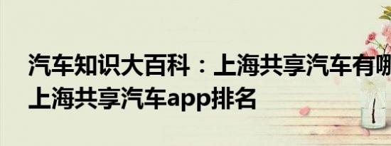 汽车知识大百科：上海共享汽车有哪些app 上海共享汽车app排名