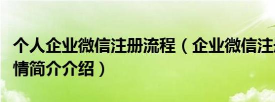 个人企业微信注册流程（企业微信注册流程详情简介介绍）