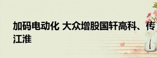 加码电动化 大众增股国轩高科、传“牵手”江淮