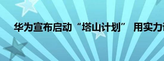 华为宣布启动“塔山计划” 用实力说话