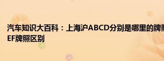 汽车知识大百科：上海沪ABCD分别是哪里的牌照 沪ABCDEF牌照区别