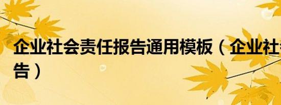 企业社会责任报告通用模板（企业社会责任报告）