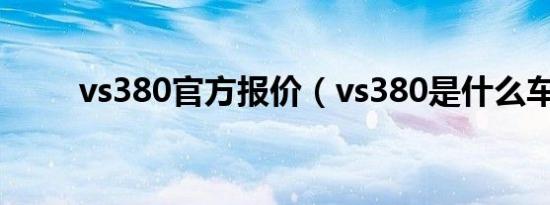 vs380官方报价（vs380是什么车）