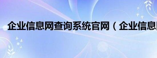 企业信息网查询系统官网（企业信息网络）