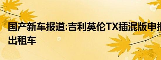 国产新车报道:吉利英伦TX插混版申报图 福祉出租车