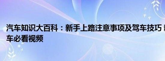 汽车知识大百科：新手上路注意事项及驾车技巧 新手上路开车必看视频