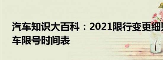 汽车知识大百科：2021限行变更细则 2021车限号时间表