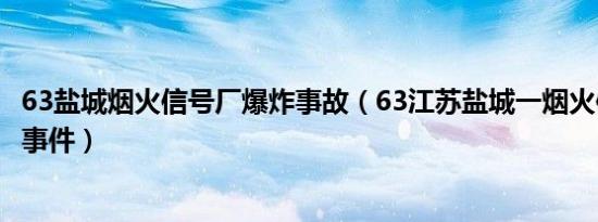 63盐城烟火信号厂爆炸事故（63江苏盐城一烟火信号厂爆炸事件）