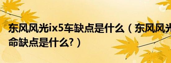 东风风光ix5车缺点是什么（东风风光ix5的致命缺点是什么?）