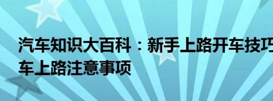 汽车知识大百科：新手上路开车技巧 新手开车上路注意事项