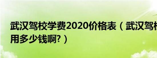 武汉驾校学费2020价格表（武汉驾校报名费用多少钱啊?）