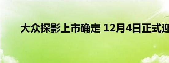 大众探影上市确定 12月4日正式迎来