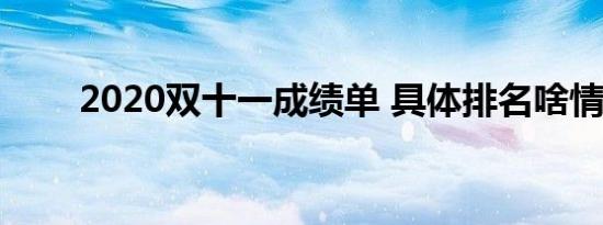 2020双十一成绩单 具体排名啥情况