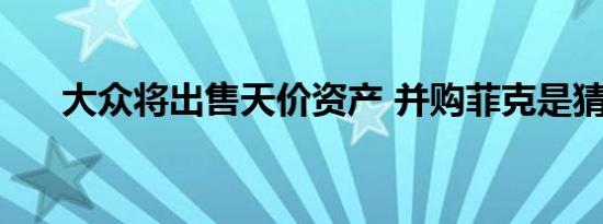  大众将出售天价资产 并购菲克是猜测？