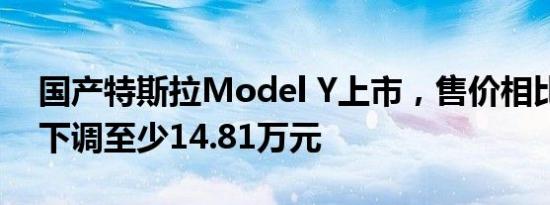 国产特斯拉Model Y上市，售价相比预售价下调至少14.81万元