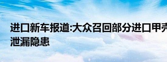 进口新车报道:大众召回部分进口甲壳虫 燃油泄漏隐患