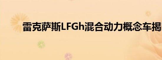 雷克萨斯LFGh混合动力概念车揭晓