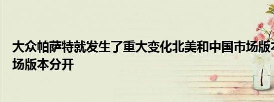 大众帕萨特就发生了重大变化北美和中国市场版本与欧洲市场版本分开