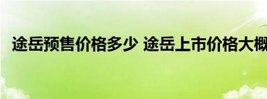 途岳预售价格多少 途岳上市价格大概多少 