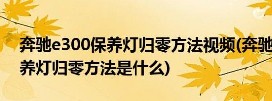 奔驰e300保养灯归零方法视频(奔驰e300保养灯归零方法是什么)