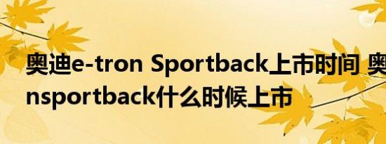 奥迪e-tron Sportback上市时间 奥迪e-tronsportback什么时候上市