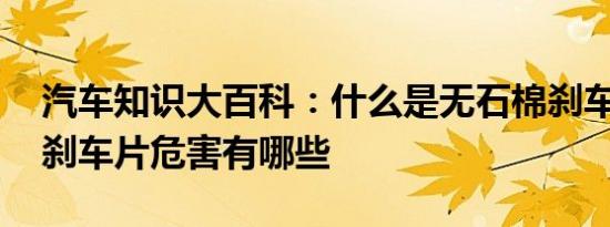 汽车知识大百科：什么是无石棉刹车片 石棉刹车片危害有哪些