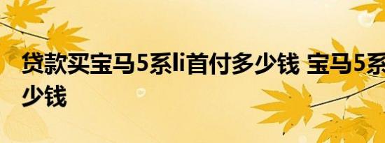 贷款买宝马5系li首付多少钱 宝马5系li月供多少钱