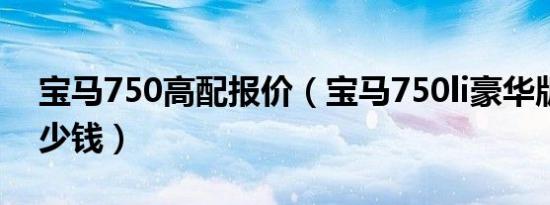 宝马750高配报价（宝马750li豪华版报价多少钱）