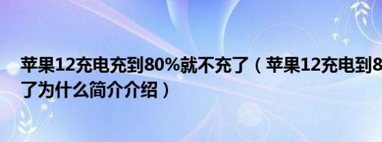 苹果12充电充到80%就不充了（苹果12充电到80%就不充了为什么简介介绍）