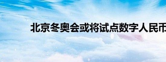 北京冬奥会或将试点数字人民币