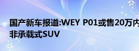 国产新车报道:WEY P01或售20万内 紧凑型非承载式SUV