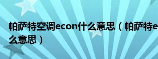 帕萨特空调econ什么意思（帕萨特econ是什么意思）