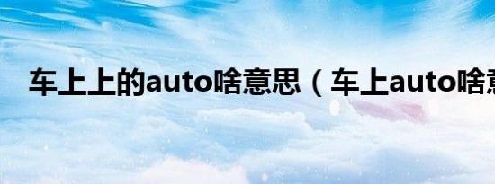 车上上的auto啥意思（车上auto啥意思）