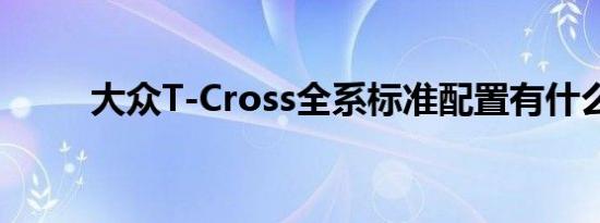 大众T-Cross全系标准配置有什么 