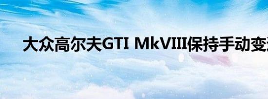 大众高尔夫GTI MkVIII保持手动变速箱