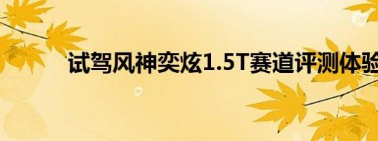 试驾风神奕炫1.5T赛道评测体验